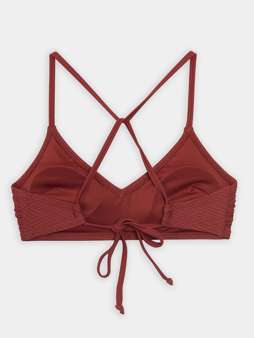 CUPSHE Bikini Top for Women Bathing Suit Criss Cross Self Tie Spaghetti Straps V Neck - 7DAY'S