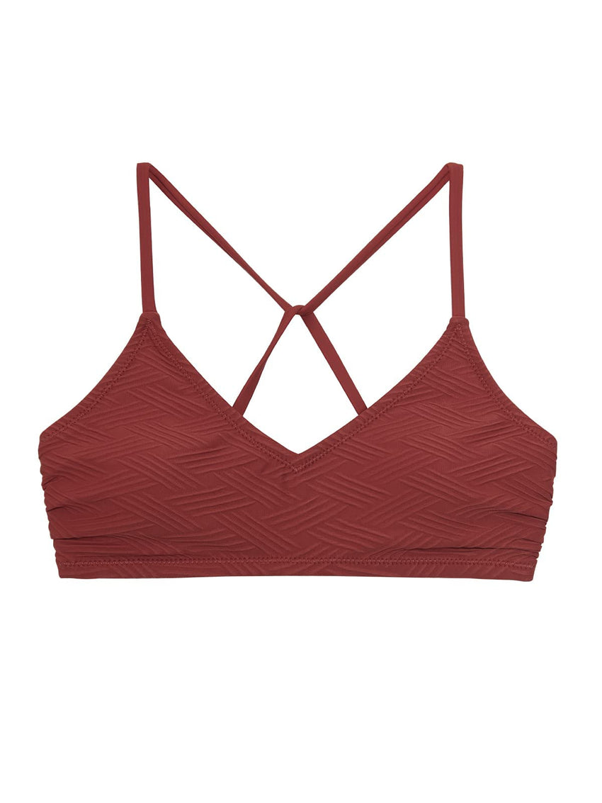 CUPSHE Bikini Top for Women Bathing Suit Criss Cross Self Tie Spaghetti Straps V Neck - 7DAY'S