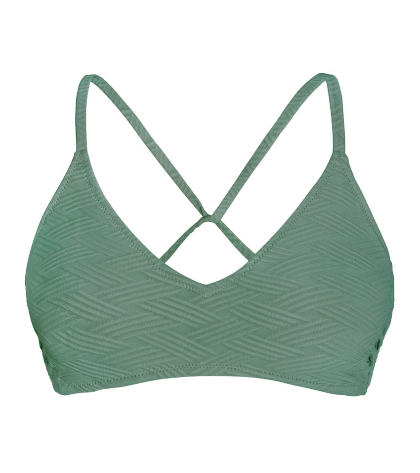 CUPSHE Bikini Top for Women Bathing Suit Criss Cross Self Tie Spaghetti Straps V Neck - 7DAY'S