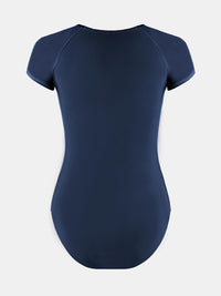 CUPSHE One Piece Swimsuit for Women Mock Neck Zipper Short Sleeve Bathing Suit - 7DAY'S