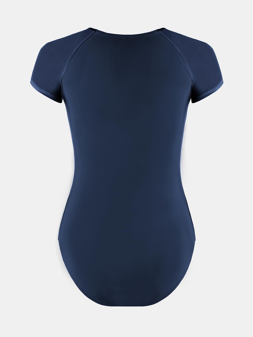 CUPSHE One Piece Swimsuit for Women Mock Neck Zipper Short Sleeve Bathing Suit - 7DAY'S