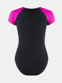 CUPSHE One Piece Swimsuit for Women Mock Neck Zipper Short Sleeve Bathing Suit - 7DAY'S