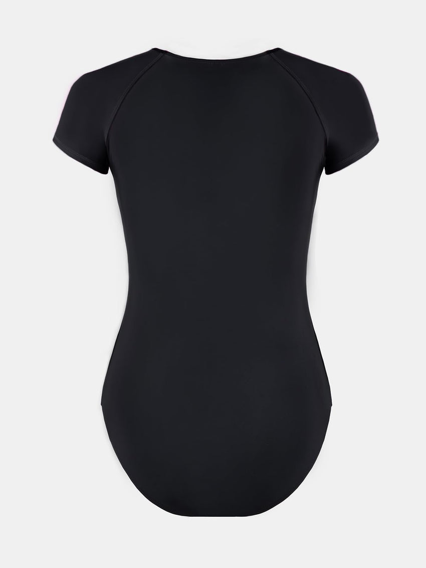 CUPSHE One Piece Swimsuit for Women Mock Neck Zipper Short Sleeve Bathing Suit - 7DAY'S