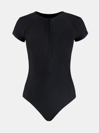 CUPSHE One Piece Swimsuit for Women Mock Neck Zipper Short Sleeve Bathing Suit - 7DAY'S