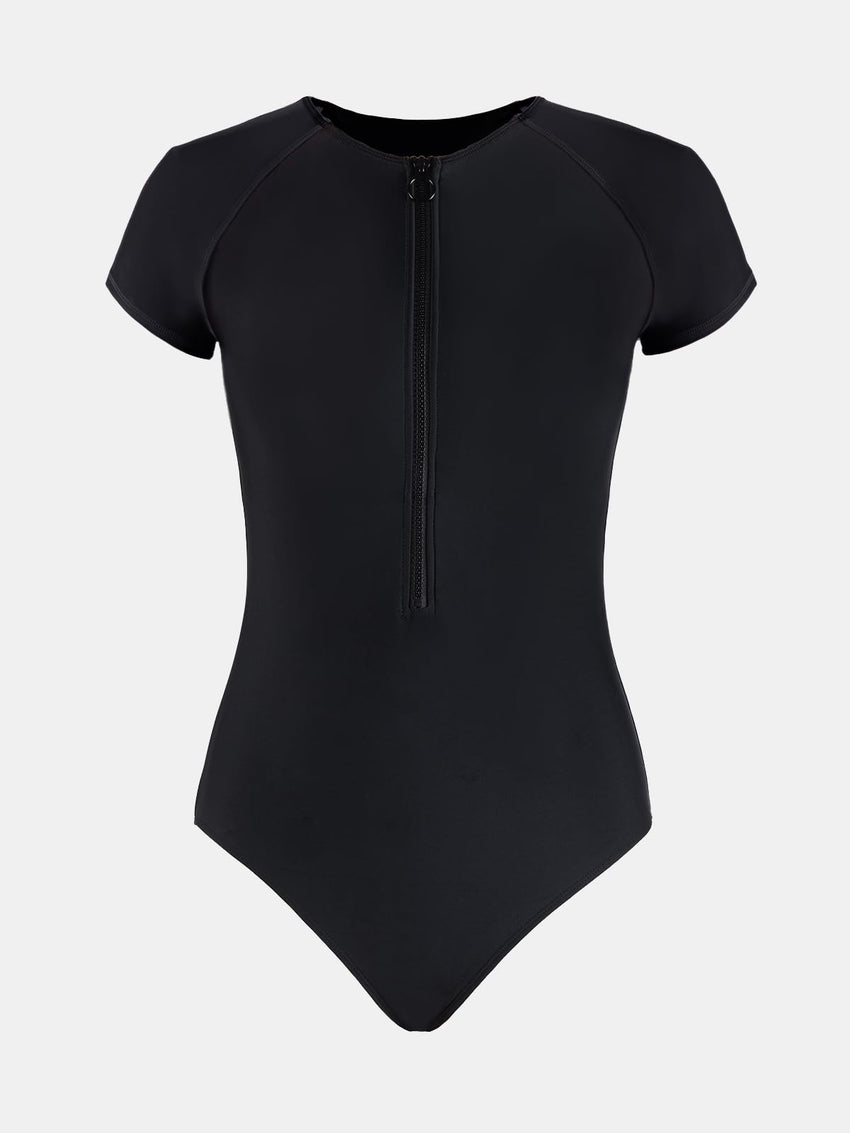 CUPSHE One Piece Swimsuit for Women Mock Neck Zipper Short Sleeve Bathing Suit - 7DAY'S