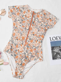 CUPSHE One Piece Swimsuit for Women Mock Neck Zipper Short Sleeve Bathing Suit - 7DAY'S