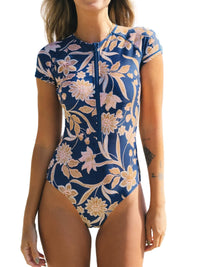 CUPSHE One Piece Swimsuit for Women Mock Neck Zipper Short Sleeve Bathing Suit - 7DAY'S