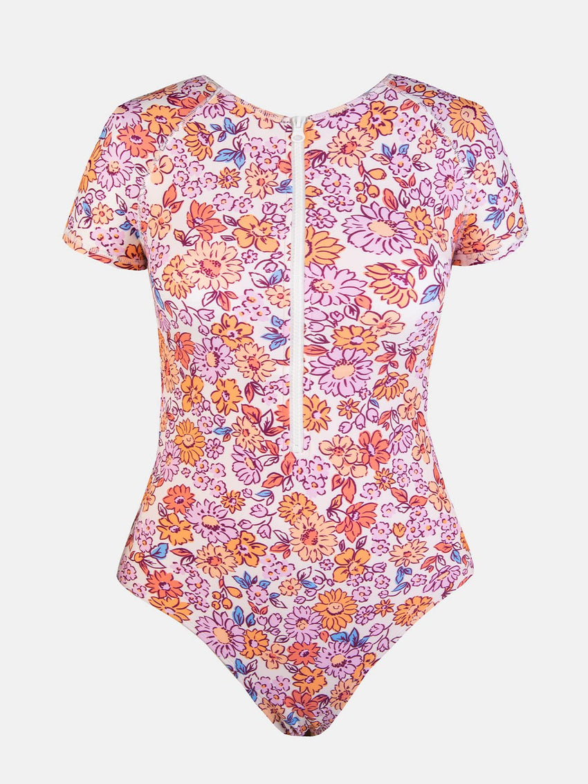 CUPSHE One Piece Swimsuit for Women Mock Neck Zipper Short Sleeve Bathing Suit - 7DAY'S