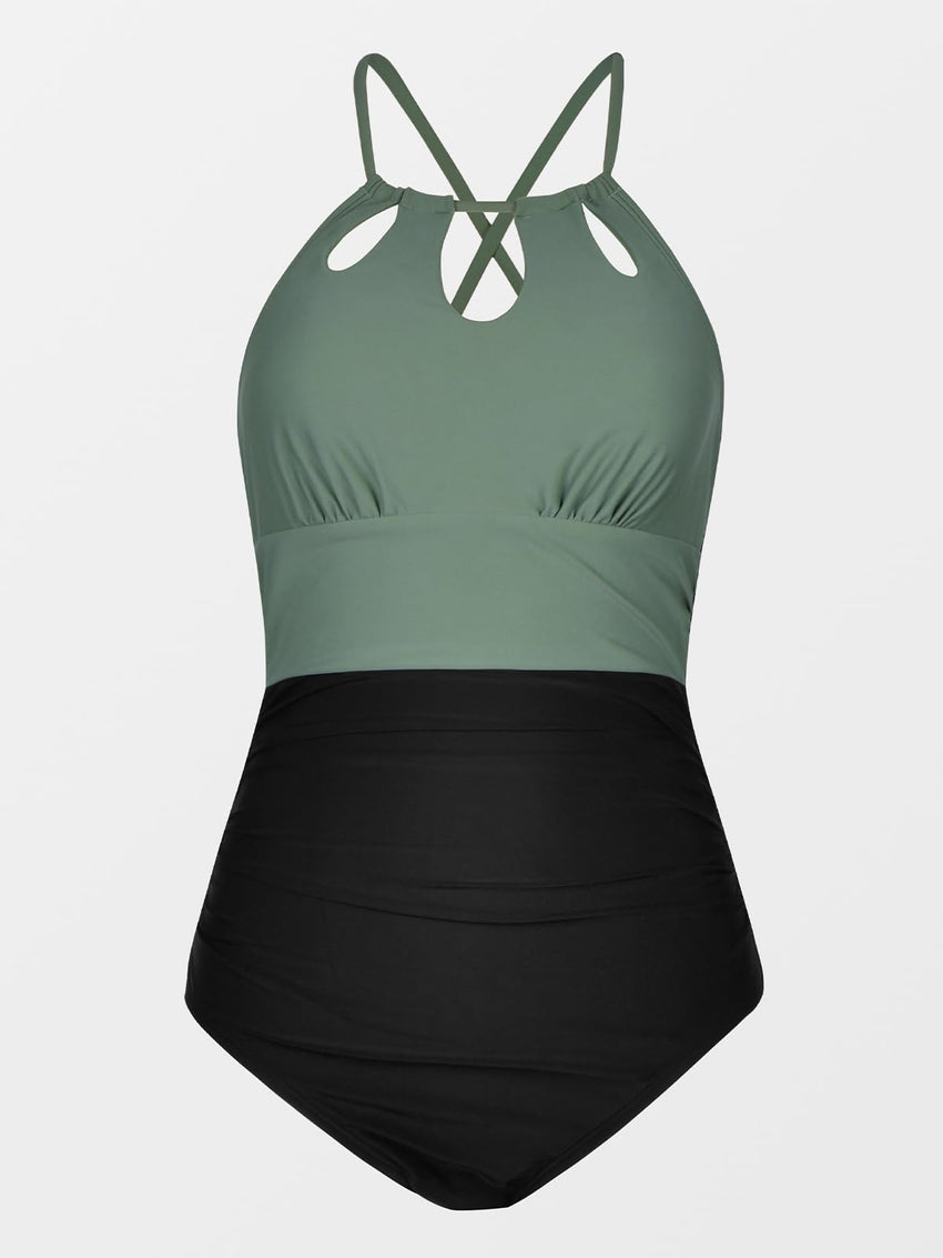 CUPSHE Women's One Piece Swimsuit High Neck Tummy Control Swimwear Bathing Suit - 7DAY'S