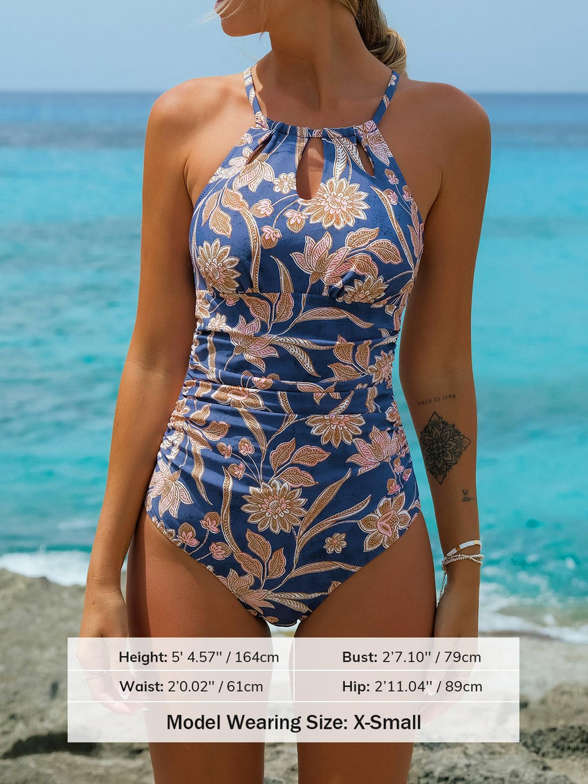 CUPSHE Women's One Piece Swimsuit High Neck Tummy Control Swimwear Bathing Suit - 7DAY'S