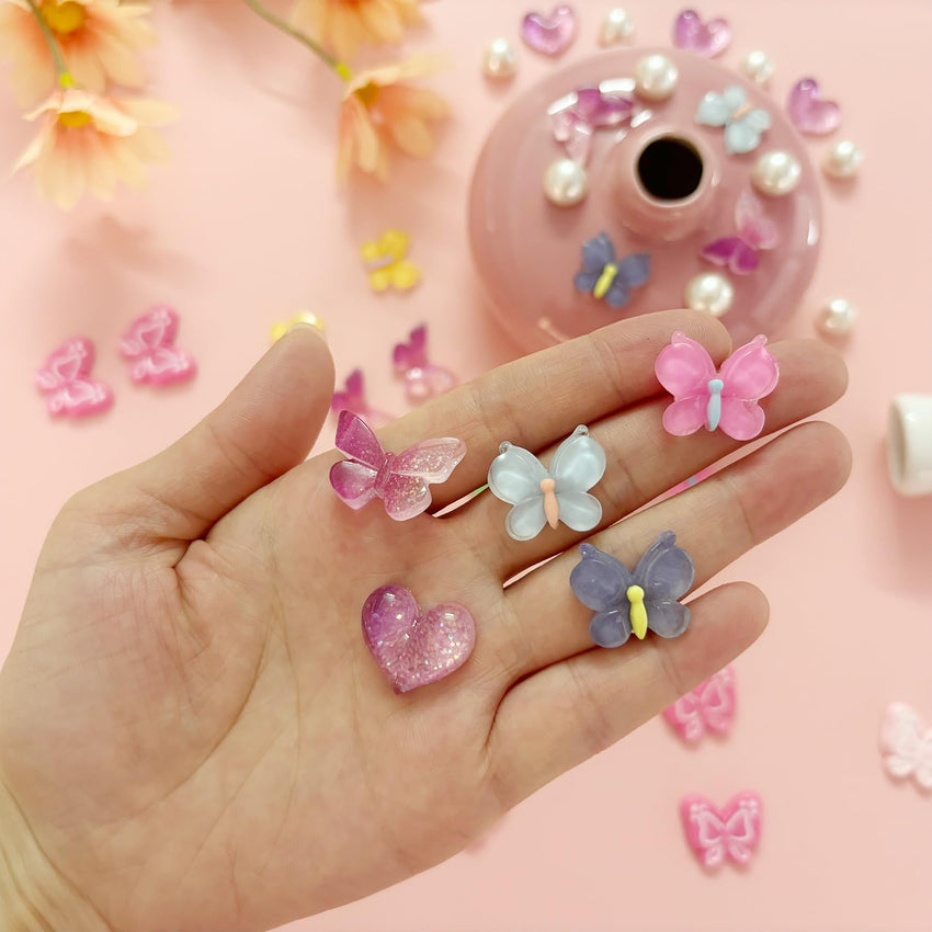 Cute Butterfly Flower Shoe Charms for Girls, 25Pcs Pink Girly DIY Shoe Decoration Charm for Clog Sandals, Party Favor - 7DAY'S