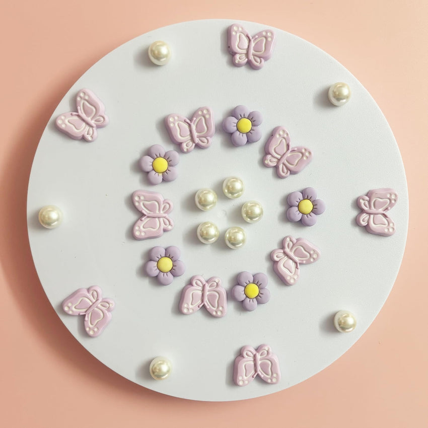 Cute Butterfly Flower Shoe Charms for Girls, 25Pcs Pink Girly DIY Shoe Decoration Charm for Clog Sandals, Party Favor - 7DAY'S