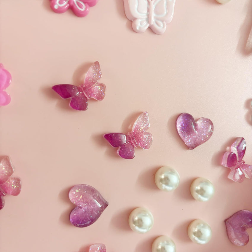 Cute Butterfly Flower Shoe Charms for Girls, 25Pcs Pink Girly DIY Shoe Decoration Charm for Clog Sandals, Party Favor - 7DAY'S