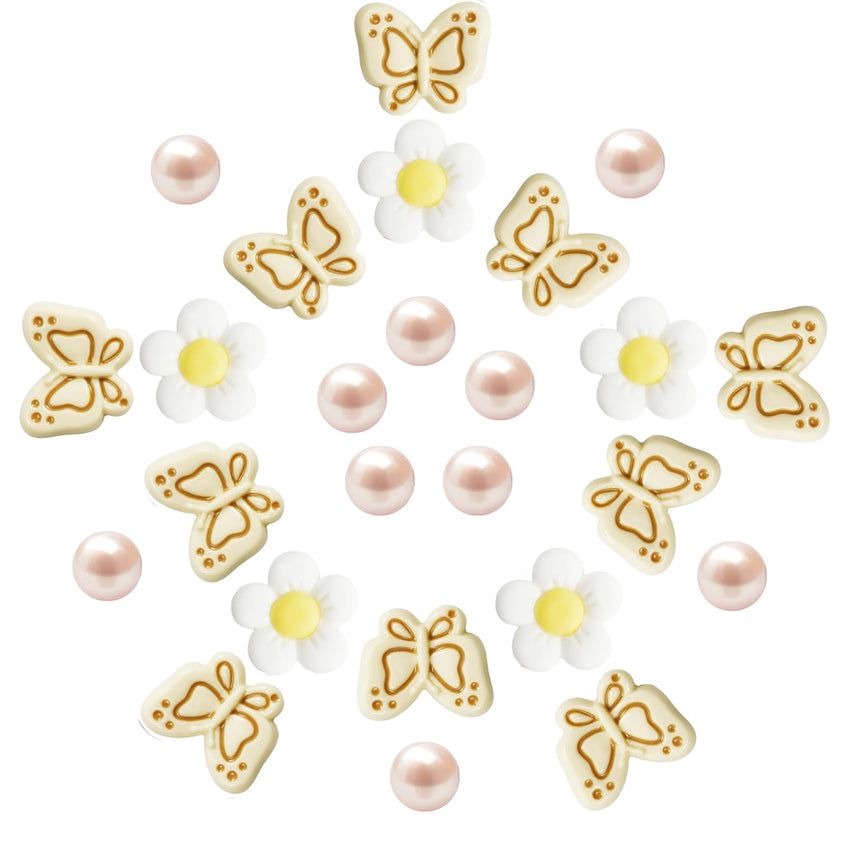 Cute Butterfly Flower Shoe Charms for Girls, 25Pcs Pink Girly DIY Shoe Decoration Charm for Clog Sandals, Party Favor - 7DAY'S