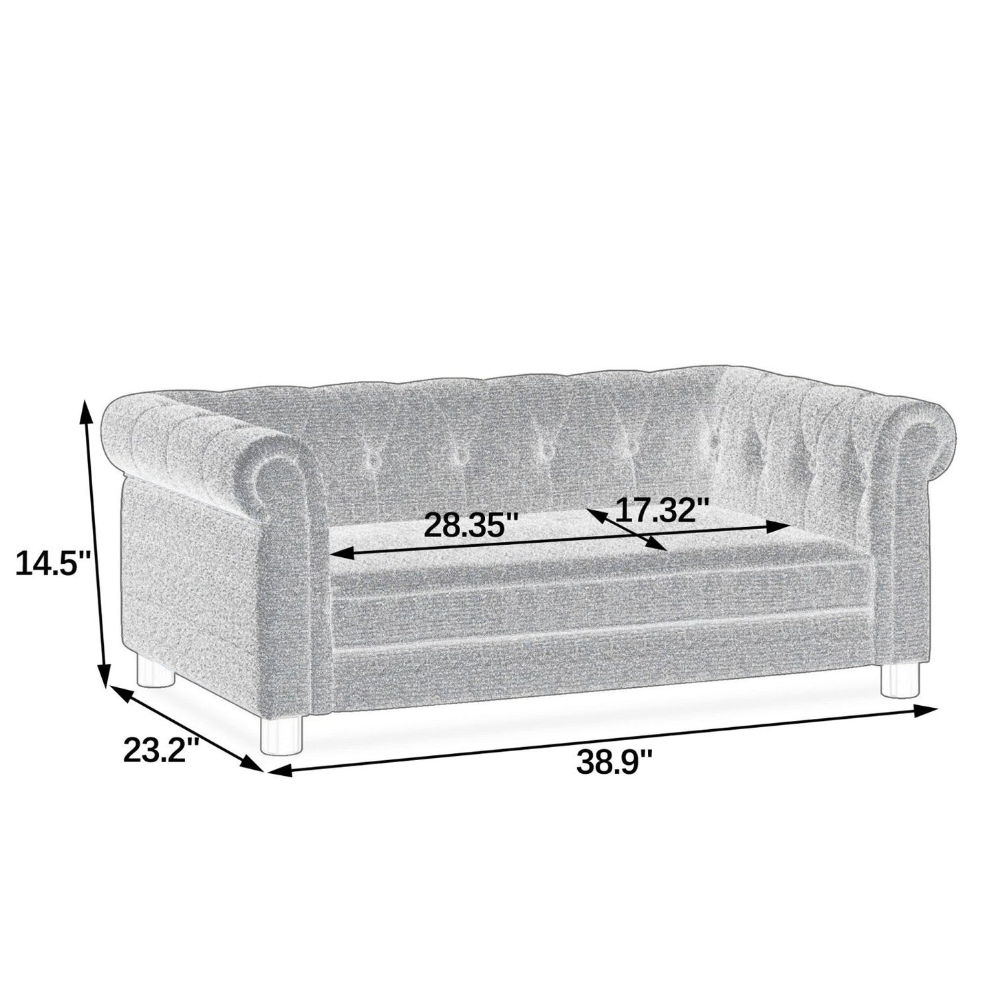 Elegant rectangular pet bed for small and medium-sized dogs, durable elevated dog sofa bed, comfortable dog sofa, modern and fashionable linen fabric dog sofa-Dark Brown