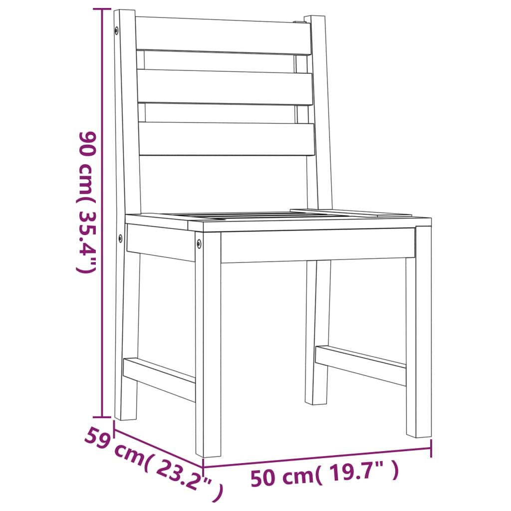 Garden Chair Set of 6 Natural Teak Solid Teak Wood Standard
