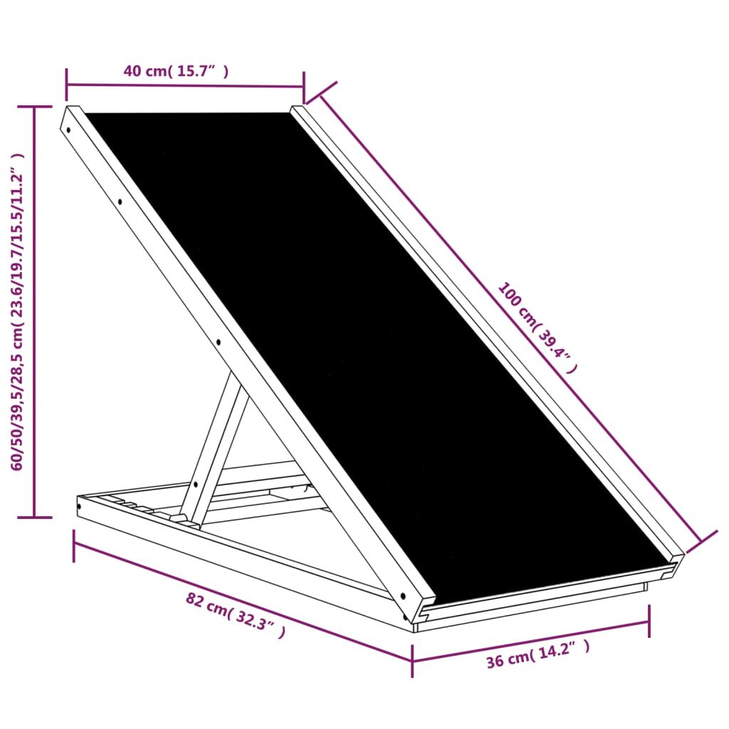 Dog Ramp Grey Solid fir wood, polyester 39.4 x 15.7 in