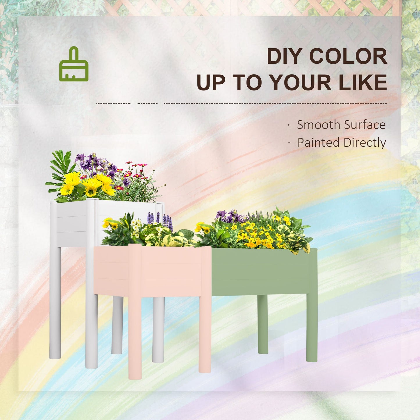 46'' x 34'' x 33'' Elevated Planter Box with Legs, DIY Wooden Raised Garden Bed with Non-woven Liner, Freestanding Plant Stand for Vegetables, Herb and Flowers