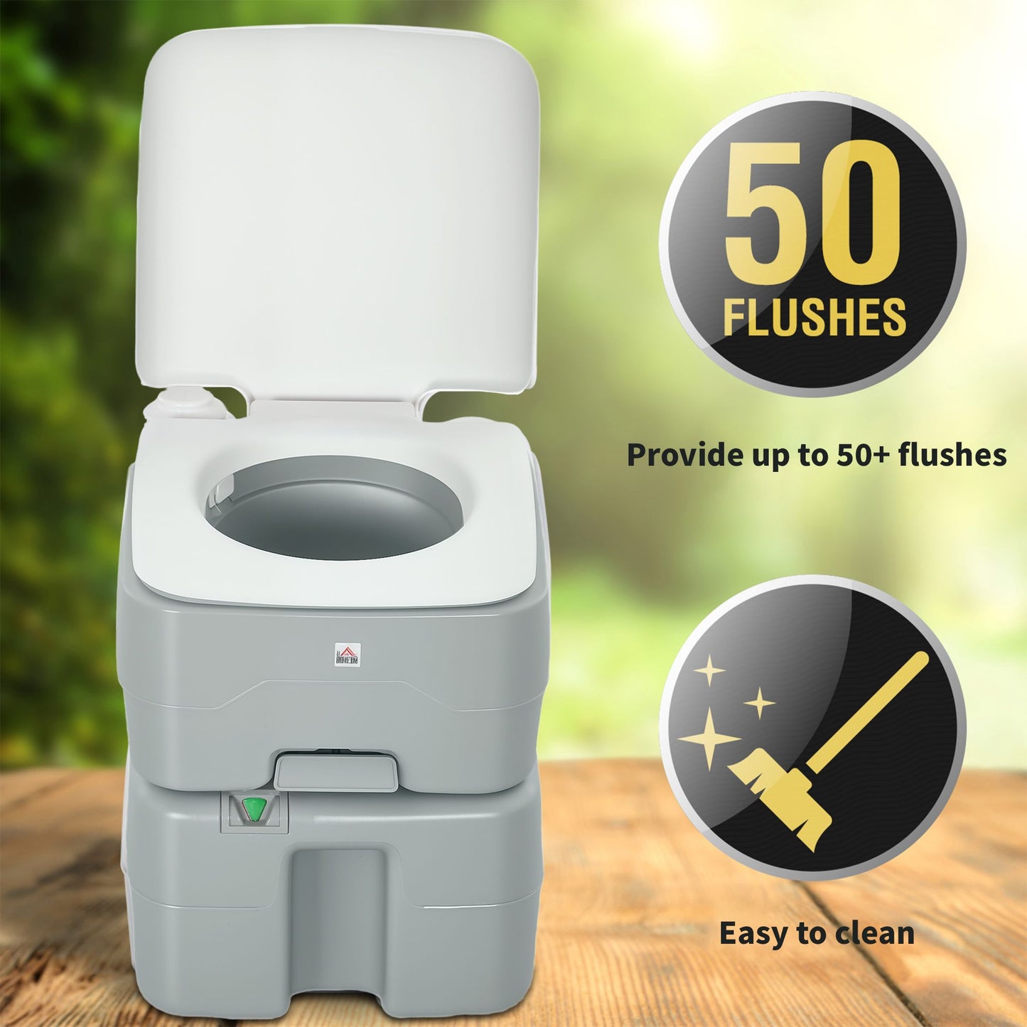 HOMCOM Outdoor Portable Travel Toilet Flushable Tank with Level Indicator 3 Way Pistol for Camping Boating Roadtripping 5.3 Gallon (20L)