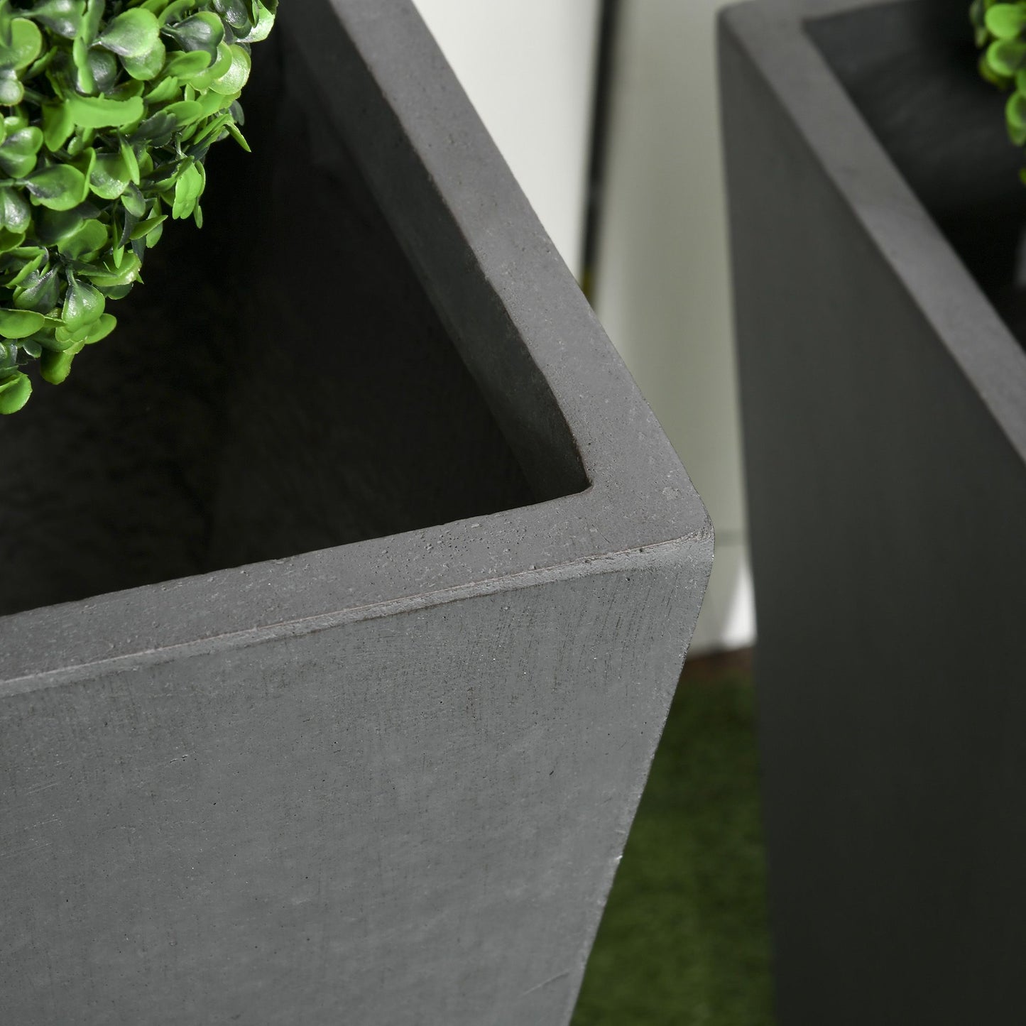 Set of 2 Tall Planters with Drainage Holes, 22" / 18" Outdoor Flower Pots for Patio, Yard, Garden, Grey