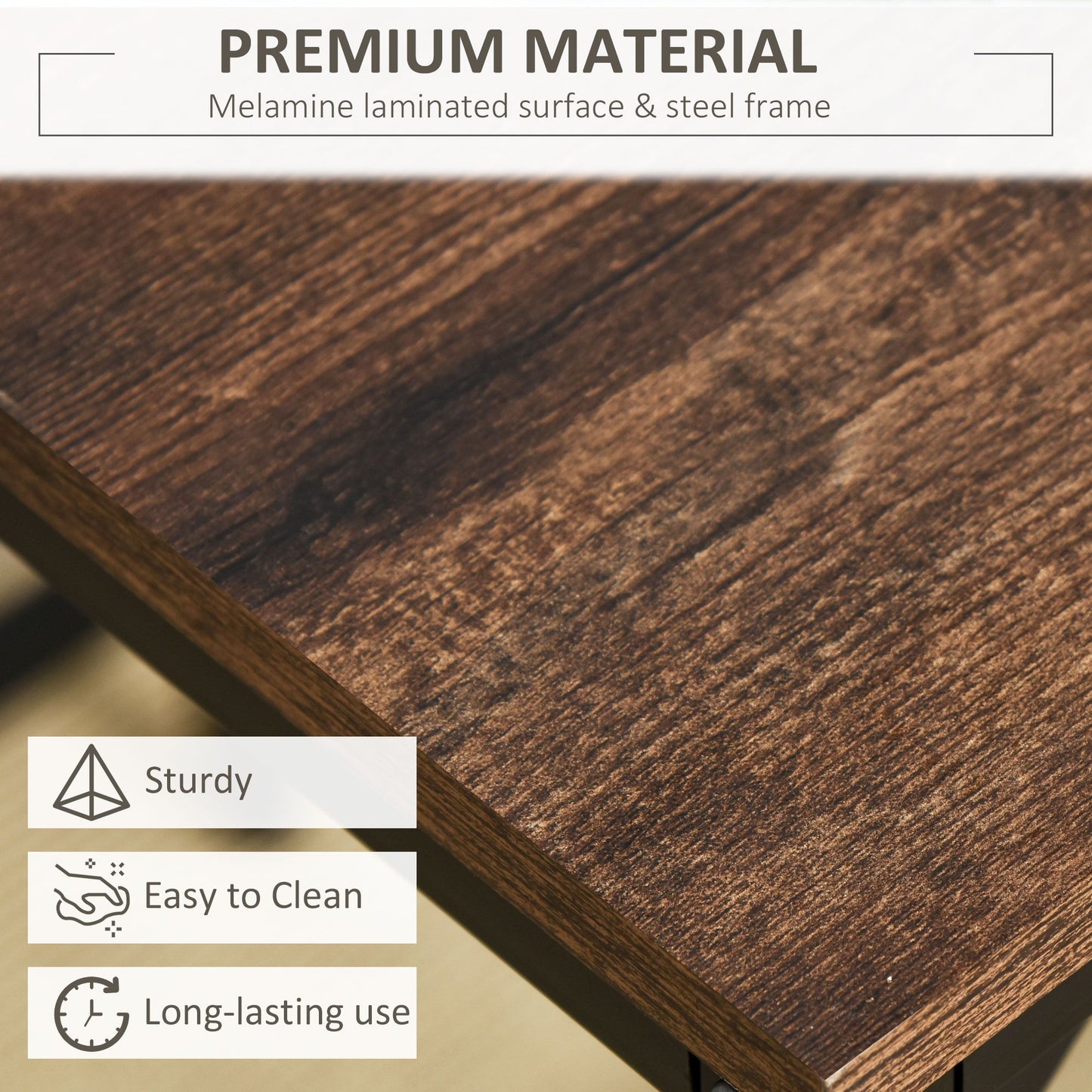 5 Pieces Industrial Rectangular Bar Table Set, Dining Table Set Breakfast Table with 4 Stools for Dining Room, Kitchen, Dinette, Rustic Brown