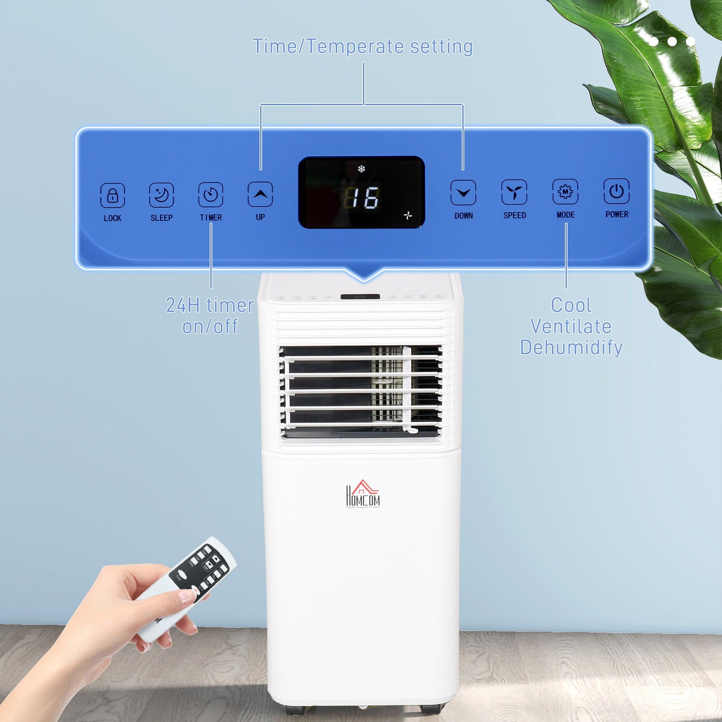 8000 BTU Portable Air Conditioner with Fan & Dehumidifier Mode, Quiet AC Unit with Remote Control, 24-Hour Timer, White