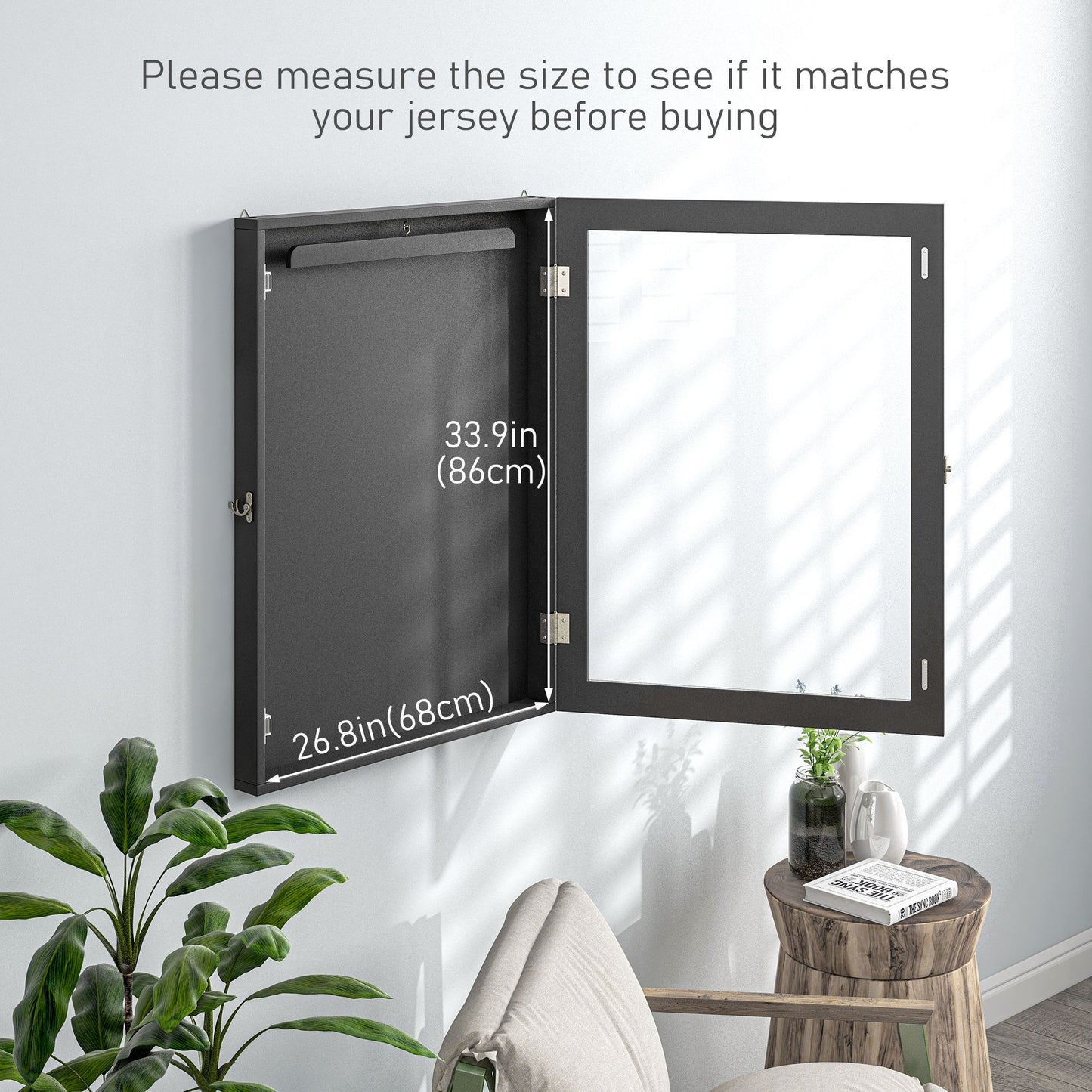 28" x 35" Hockey Jersey Frame, Jersey Shadow Box for Basketball Football Baseball, Black