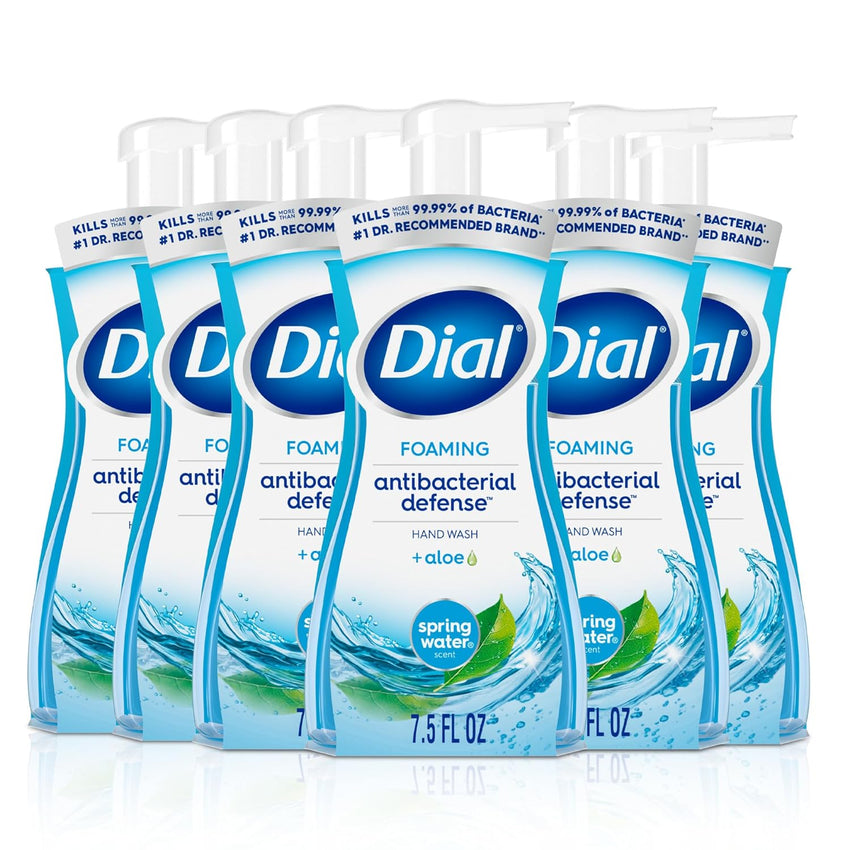 Dial Antibacterial Foaming Hand Wash, Spring Water, 7.5 fl oz (Pack of 6) - 7DAY'S