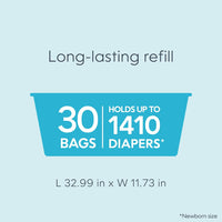Diaper Genie Easy Roll Refill | 30 Bags Per Refill | Holds Up to 1410 Newborn Diapers | Odor Control | Diaper Pail Refill Bags | Fits Diaper Genie Signature & Platinum Pails - 7DAY'S