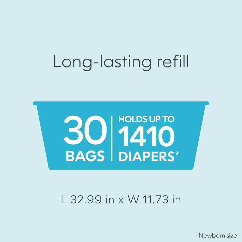 Diaper Genie Easy Roll Refill | 30 Bags Per Refill | Holds Up to 1410 Newborn Diapers | Odor Control | Diaper Pail Refill Bags | Fits Diaper Genie Signature & Platinum Pails - 7DAY'S