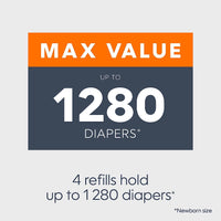 Diaper Genie Essentials Round Refill Pack of 4 | Holds Up to 1280 Newborn Diapers | Features Unscented Continuous Film | Compatible with Diaper Genie Complete and Expressions Pails - 7DAY'S