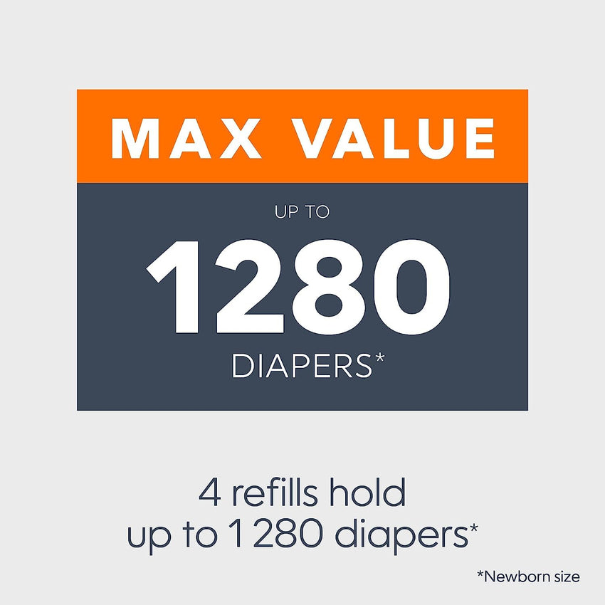 Diaper Genie Essentials Round Refill Pack of 4 | Holds Up to 1280 Newborn Diapers | Features Unscented Continuous Film | Compatible with Diaper Genie Complete and Expressions Pails - 7DAY'S