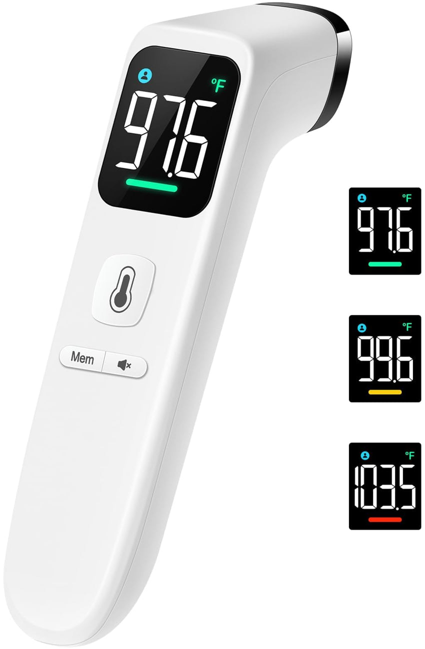 Digital Thermometer for Adults and Kids, Forehead No - Touch Thermometer with Fever Alarm, Accurate and Easy - to - use Thermometer for Home use - 7DAY'S