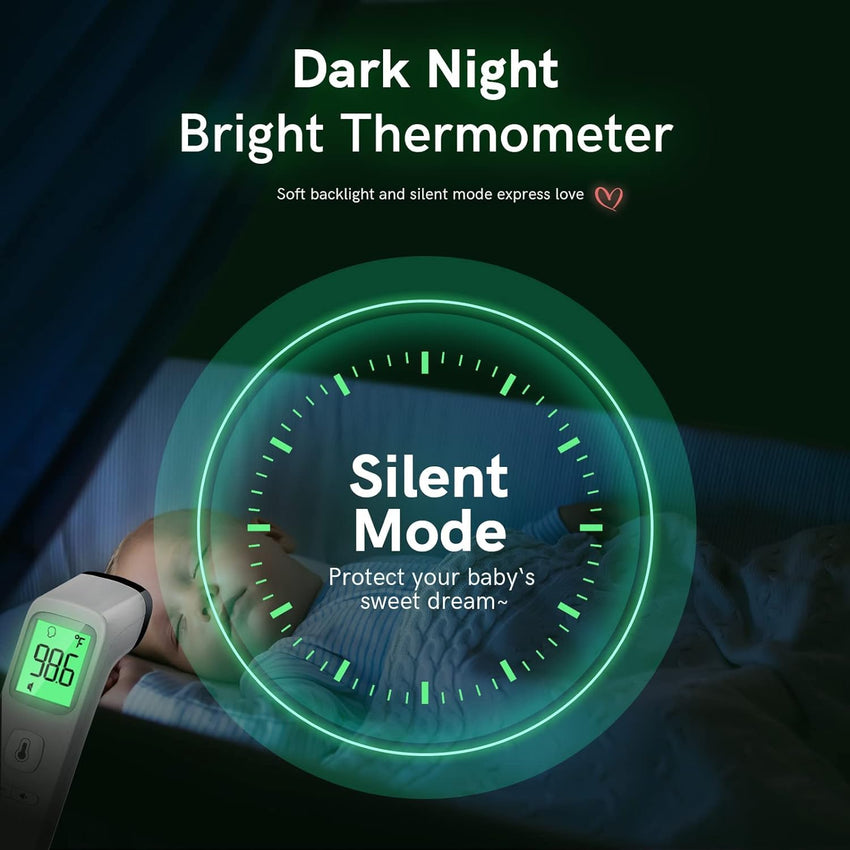 Digital Thermometer for Adults and Kids, Forehead No - Touch Thermometer with Fever Alarm, Accurate and Easy - to - use Thermometer for Home use - 7DAY'S