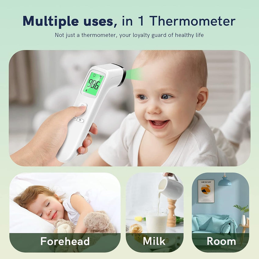 Digital Thermometer for Adults and Kids, Forehead No - Touch Thermometer with Fever Alarm, Accurate and Easy - to - use Thermometer for Home use - 7DAY'S