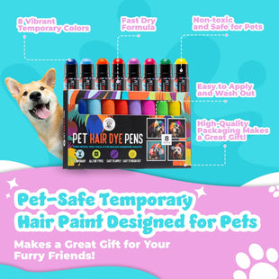 Dog Hair Dye 8 Color Dog Safe Hair Dye Non Toxic & Temporary Pet Hair Dye for Dogs - 7DAY'S