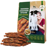 Dog Smoked Rawhide Sticks Wrapped Chicken Pet Natural Chew Treats Grain Free Organic Meat Healthy Human Grade Dried Snacks in Bulk - 7DAY'S