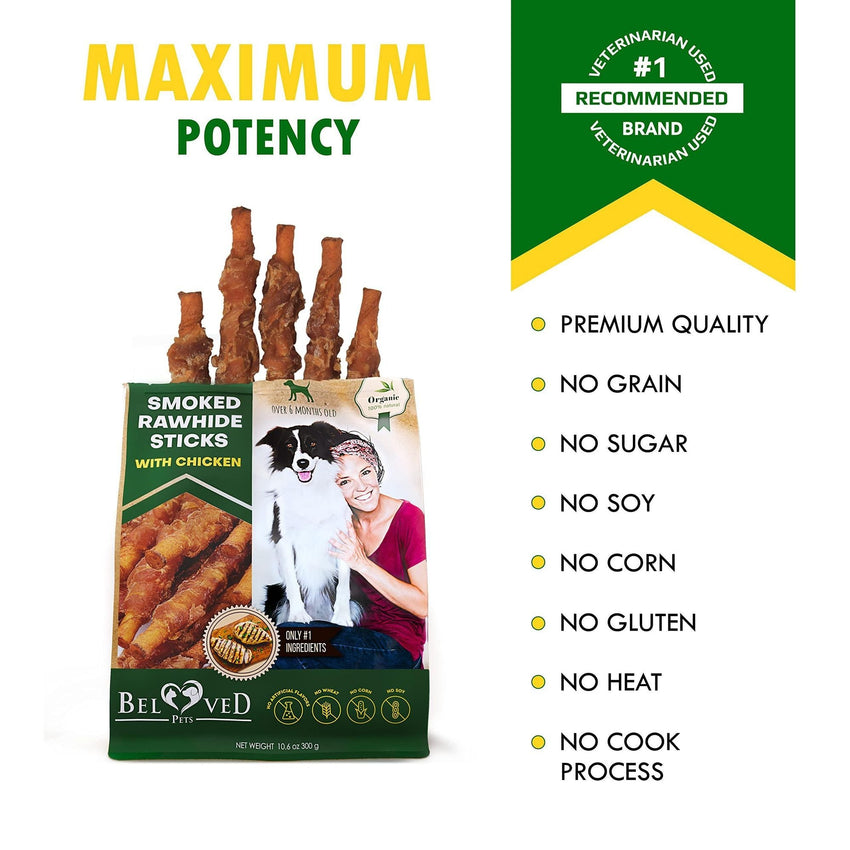 Dog Smoked Rawhide Sticks Wrapped Chicken Pet Natural Chew Treats Grain Free Organic Meat Healthy Human Grade Dried Snacks in Bulk - 7DAY'S