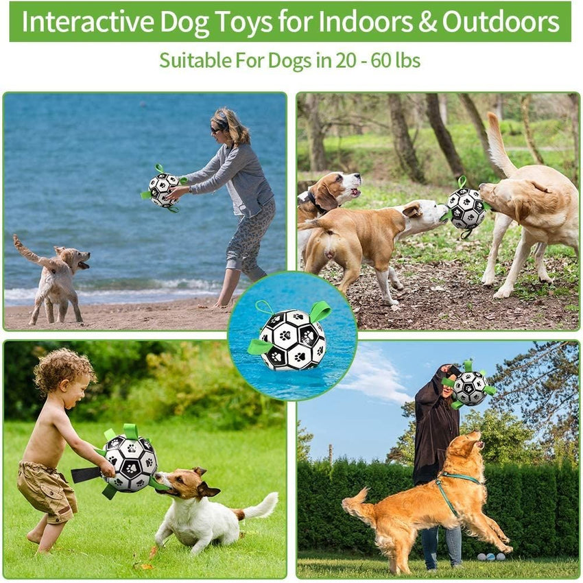 Dog Toys Interactive Pet Football Toys With Grab Tabs Dog Outdoor Training Soccer Pet Bite Chew Balls For Dog Accessories - 7DAY'S