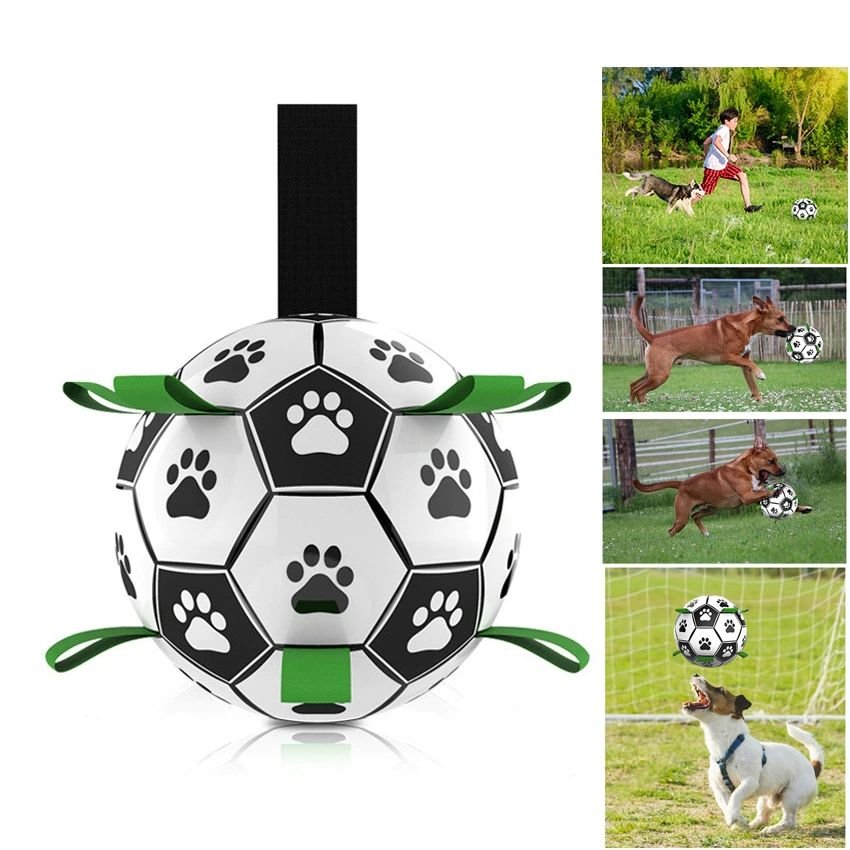 Dog Toys Interactive Pet Football Toys With Grab Tabs Dog Outdoor Training Soccer Pet Bite Chew Balls For Dog Accessories - 7DAY'S