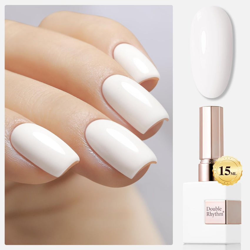 Double Rhythm 15ML Gel Nail Polish Pure Sheer Same Color Same Bottle Soak Off Gel Polish Art Manicure Salon DIY at Home for Women (Milky White - A1075) - 7DAY'S