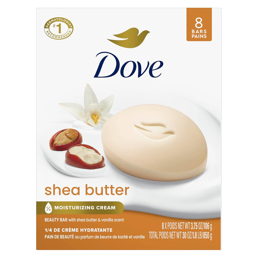 Dove Beauty Bar Soap Shea Butter, 8 Count - 7DAY'S