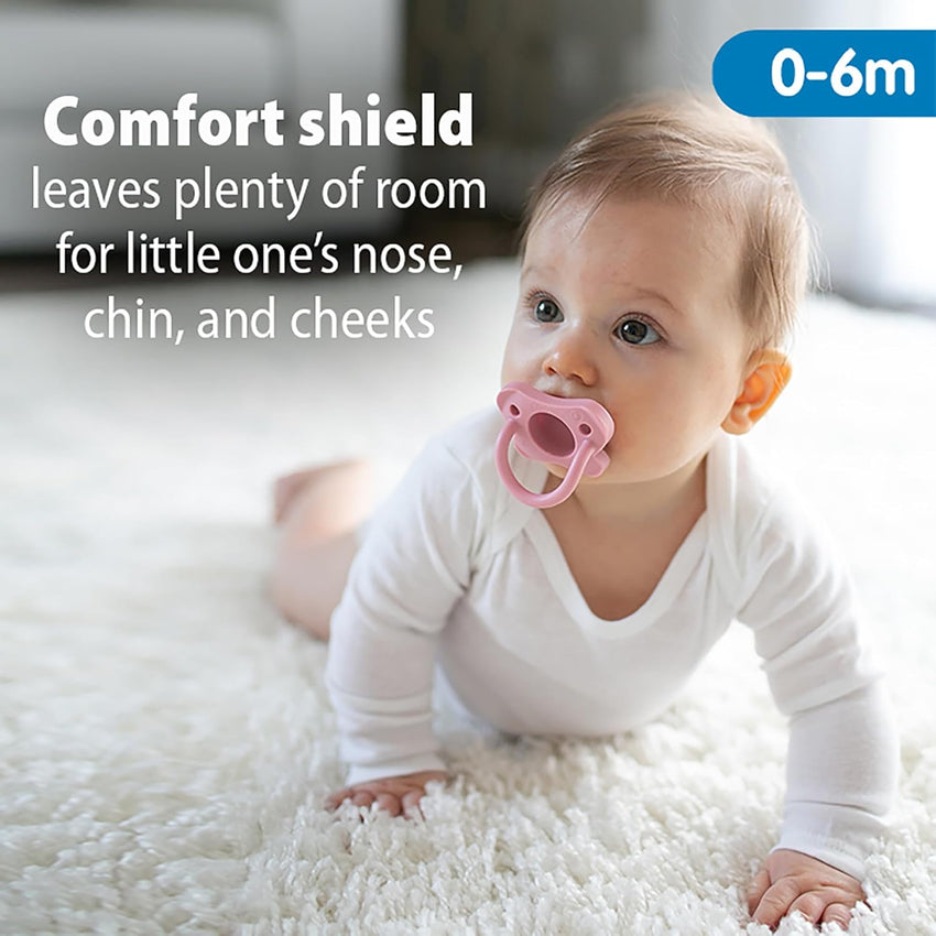 Dr. Brown’s HappyPaci 100% Silicone Pacifier 0 - 6m, BPA Free, White, Pink, Light Pink 3 - Pack - 7DAY'S