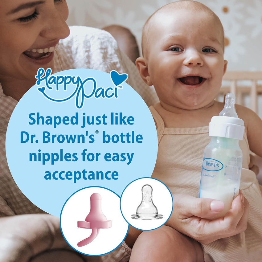 Dr. Brown’s HappyPaci 100% Silicone Pacifier 0 - 6m, BPA Free, White, Pink, Light Pink 3 - Pack - 7DAY'S