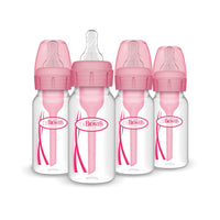 Dr. Brown's Natural Flow Anti - Colic Options+ Narrow Baby Bottle, 8 oz/250 mL, with Level 1 Slow Flow Nipples, 0m+, 4 Pack - 7DAY'S