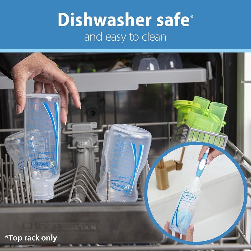 Dr. Brown's Natural Flow Anti - Colic Options+ Narrow Baby Bottle, 8 oz/250 mL, with Level 1 Slow Flow Nipples, 0m+, 4 Pack - 7DAY'S