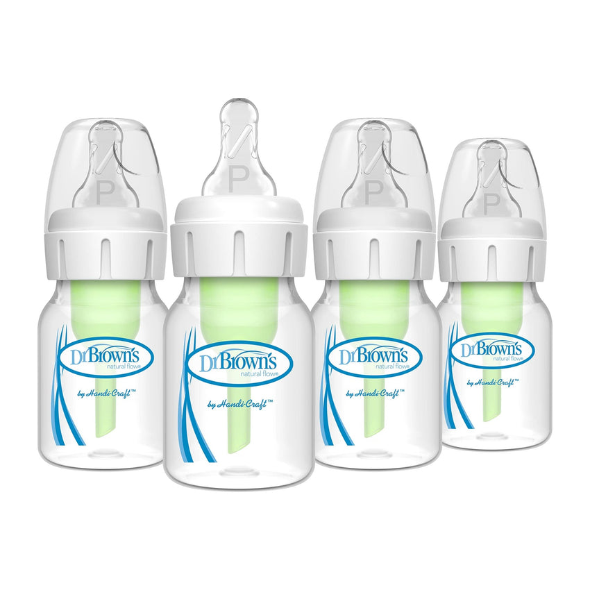 Dr. Brown's Natural Flow Anti - Colic Options+ Narrow Baby Bottle, 8 oz/250 mL, with Level 1 Slow Flow Nipples, 0m+, 4 Pack - 7DAY'S