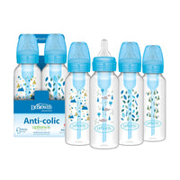 Dr. Brown's Natural Flow Anti - Colic Options+ Narrow Baby Bottle, 8 oz/250 mL, with Level 1 Slow Flow Nipples, 0m+, 4 Pack - 7DAY'S