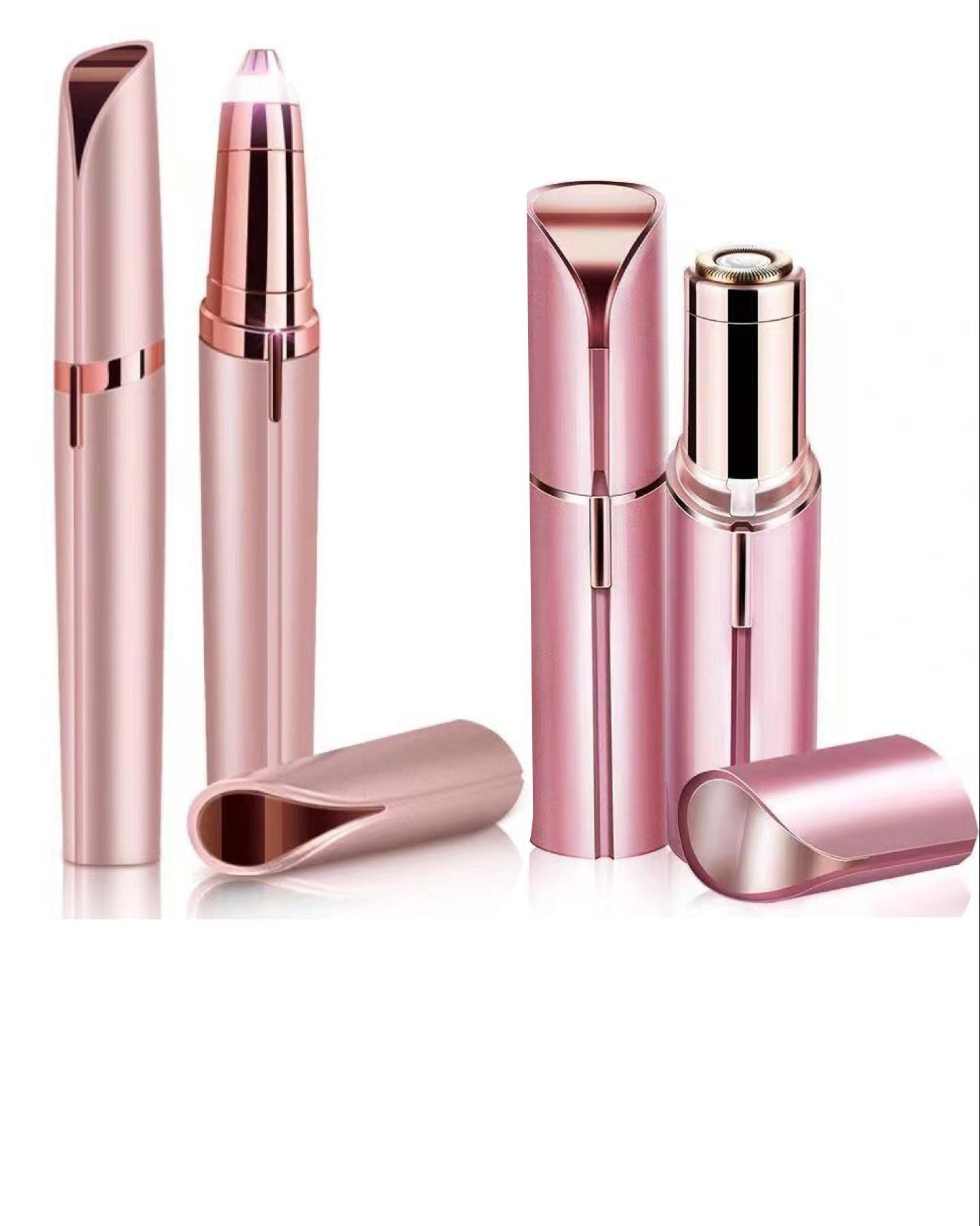 2-Pack Rechargeable Facial Hair Remover and Eyebrow Trimmer Set for Women - Painless Portable Electric Razor, Lip Nose Hair Trimmer