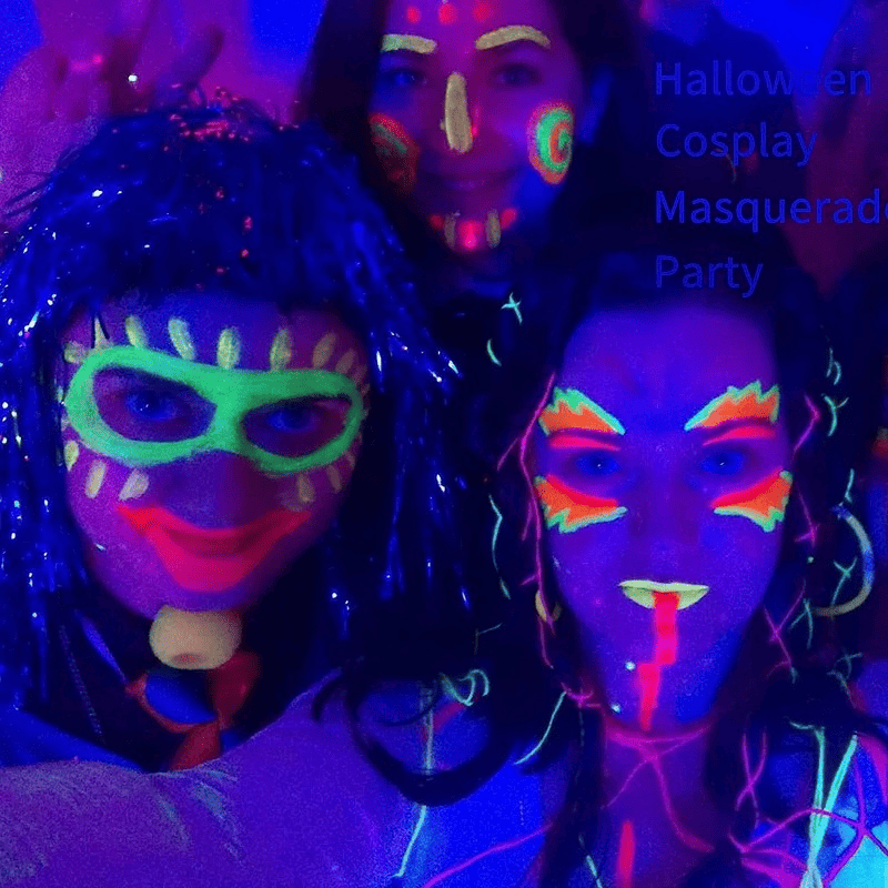 UV Glow Blacklight Face and Body Paint,0.48 oz, Set of 6 Tubes, 6 Colors Halloween Makeup
